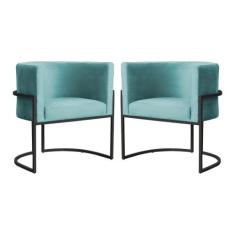 Kit 02 Cadeiras Luna para Escritório Base de Metal Preto Veludo Escolh