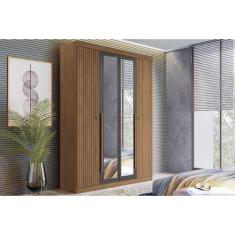 Guarda Roupa 4 Portas e 2 Gavetas c/ Espelho Buriti Jatoba/Grafitte - 