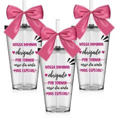 Kit 3 Copos Convite Personalizado Para Daminha Acrílico. - Krystalon