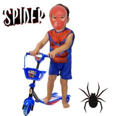 Patinete de 3 Rodas Com Luz e Som /Fantasia Do Spider - DM Toys