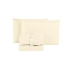 Jogo de Lençol Casal 03 Peças Cama Box Percal 200 Fios Algodão Jogo de