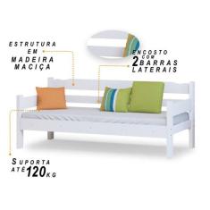 Sofa Cama Esmeralda de Madeira Maciça Cor Branco  Perfeito para Recebe