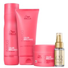 Kit Wella Professionals Invigo Color Brilliance + Oil Reflections Quarteto Shine (4 Produtos)