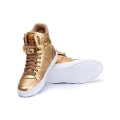 Tenis Sneaker Fitness Feminino Botinha Academia Couro - Bawmi, Dourado