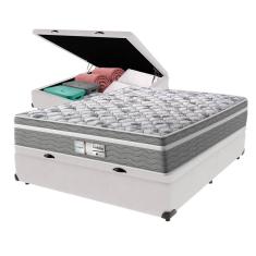 Cama Box Baú Branco e Colchão Evolution Molas Ensacadas Viúvo Probel