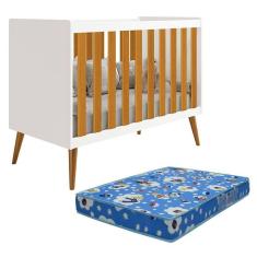 Berço Americano Isis Branco Savana Com Colchão Baby Physical - Reller Móveis Branco Savana