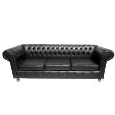 Sofá Chesterfield Luiz xv 2,00M Corano Preto sala de estar/recepção/ barbearia