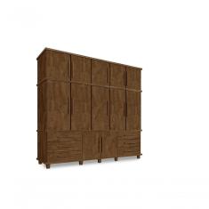 Guarda Roupa Londres Triplex Grande 5 Portas 6 Gavetas Com Maleiro Luapa Móveis