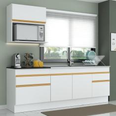 Armário Cozinha 220cm Com Rodapé Multimóveis Branco/dourado