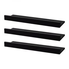 Kit 3 Prateleiras Porta Quadros 70X15cm Preta com Suporte