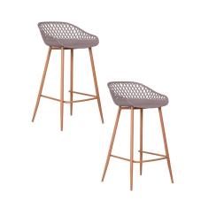 Kit 2 Banquetas Polipropileno E Aço Mônaco Média Fratini Cardo Camurça