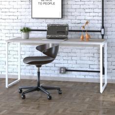 Mesa Para Escritório Diretor Estilo Industrial 150cm Kuadra Snow-est.branca