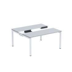 Mesa Plataforma Dupla Com Pé De Aço Para Coworking 150x140-2p Pdc15-14-2p Cinza-branco