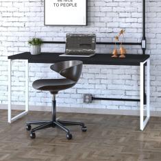 Mesa Para Escritório Diretor Estilo Industrial 150cm Kuadra Preto ônix-est.branca