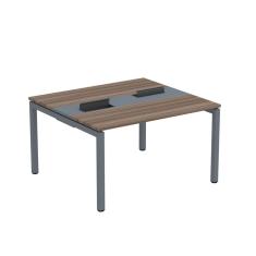 Mesa Plataforma Dupla Com Pé De Aço Para Coworking 130x120 Pdc13-12-2p Walnut-grafito