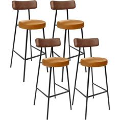 Kit 04 Banquetas Alta Bar Cozinha Sala De Jantar Milão L02 material si
