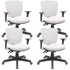 Kit 04 Cadeiras de Escritório Executiva Office Giratória Preto Baixa F