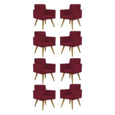 Kit 8 Poltronas Decorativas Nina Escritório Recepção Suede Marsala Balaqui Decor