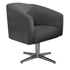 Poltrona Luiza Base Giratória de Metal Linho Chumbo - Doce Sonho Móveis