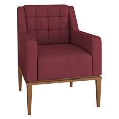 Poltrona Decorativa Sala de Estar Madonna Suede Bordô - Gran Belo