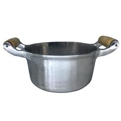Panela Caçarola Alumínio Polido Alça Madeira Sem Tampa 36cm 11,5L