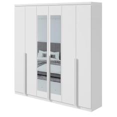 Guarda-Roupa Casal Alonzo 6 Portas 4 Gavetas Com Espelho Branco