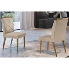 Cadeira Sala De Jantar Melissa Kit 2 Un Imbuia-linho Bouclê Creme - Rufato