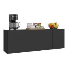 Balcão De Cozinha Suspenso 4 Portas Multimóveis Mp2167 Preto Preto