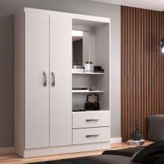 guarda-roupa solteiro com espelho capelinha 2 pt 2 gv branco