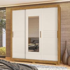 Guarda Roupa Casal Canada 3 Portas Correr Com Espelho Freijo Cinza Moval