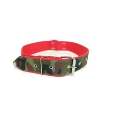 Coleira cachorro nylon  camuflada/vermelho tam n7 50cm-62cm - Nica pet