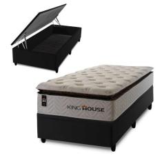 Conjunto Box Baú New York Branco 96x203x80 c/ Molas Ensacadas - King H