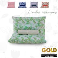 Jogo Completo de Lençol Algodão 100% Percal 200 Fios GOLD - Solteiro C