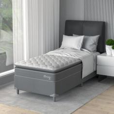 Cama Box Solteiro D40 Classic C Pillow 88x188x50cm Montreal Branco/Cin