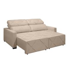 Sofá Vegas 2 Metros C-encosto Ajustável E Pés Com Rodízio Cristal Anjo De Casa