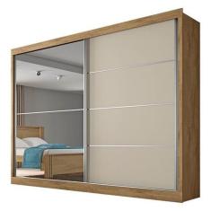Guarda-Roupa Verona Plus MDF 2 Portas 4 Gavetas Mademarcs, Amendoa/Off