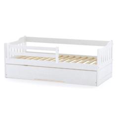 Bicama Solteiro com Grade de Proteção Madeira Maciça Branco Mobilistor