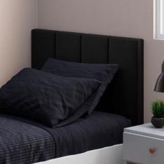 Cabeceira Solteiro Laura 0,90 Almofadada Sued Preto - GT Magazine