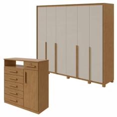 Conjunto de Guarda-roupa 6 Portas com Pés Imperatore com Cômoda da Vin