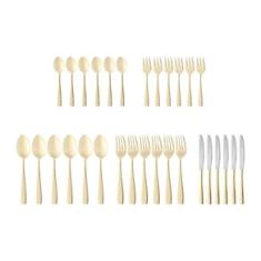 Faqueiro Wolff Pisa em Aço Inox Dourado - 30 Peças