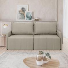 Sofá Cama Baraúna Retrátil e Reclinável 3 lugares 1,80m em Linho CabeCasa MadeiraMadeira