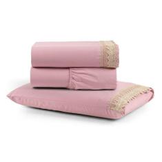 Jogo De Lençol Rubi Solteiro 3 Pçs 100% Algodão 200 Fios Ponto Palito 