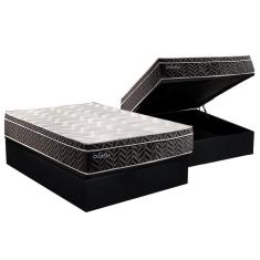 Conjunto Box Baú Casal: Colchão Molas Paropas Extrapedic Olímpia + Base CRC Suede Black (138x188)