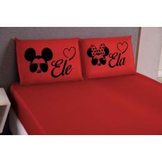 Kit Jogo de Lençol Casal King Box Hipercal Macio Estampado Ele/Ela Cor