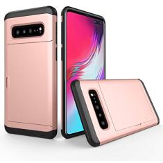 SORAKA Capa para Samsung Galaxy S10 5G com porta-cartões Capa para carteira Capa blindada para Samsung Galaxy S10 5G Capa para PC TPU de camada dupla Capa à prova de choque
