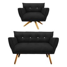 Kit 1 Namoradeira Pé Palito Castanho e 1 Poltrona Giratória Anitta com