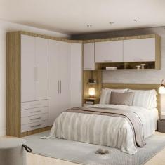 Quarto de Canto Casal com Guarda Roupa Aéreo e Cabeceira Paris Luciane