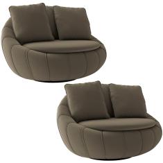 Kit 2 Poltronas Decorativas Giratória Sala de Estar Afrodite Veludo Marrom Claro - Gran Belo
