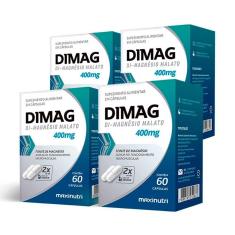 Kit 4 Dimag Dimalato De Magnésio 400mg Maxinutri 60 Cápsulas