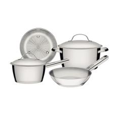 Jogo de Panelas Tramontina Allegra em Aço Inox com Fundo Triplo 4 Peças